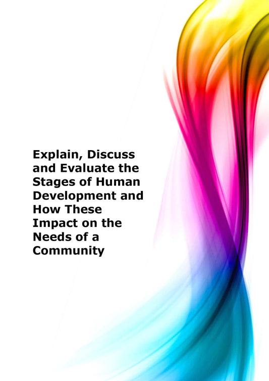 Explain, discuss and evaluate the stages of human development and how these impact on the needs of a community