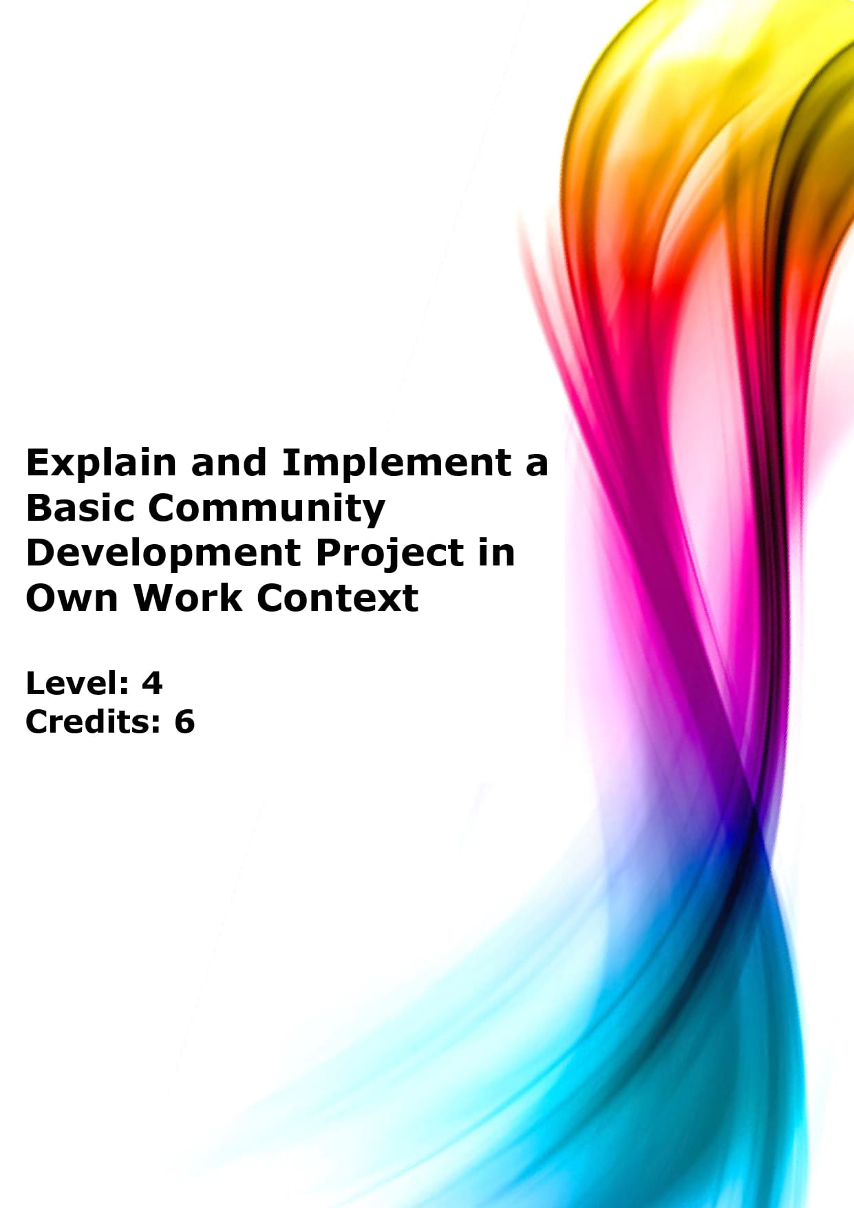 Explain and implement a basic community development project in own work context US