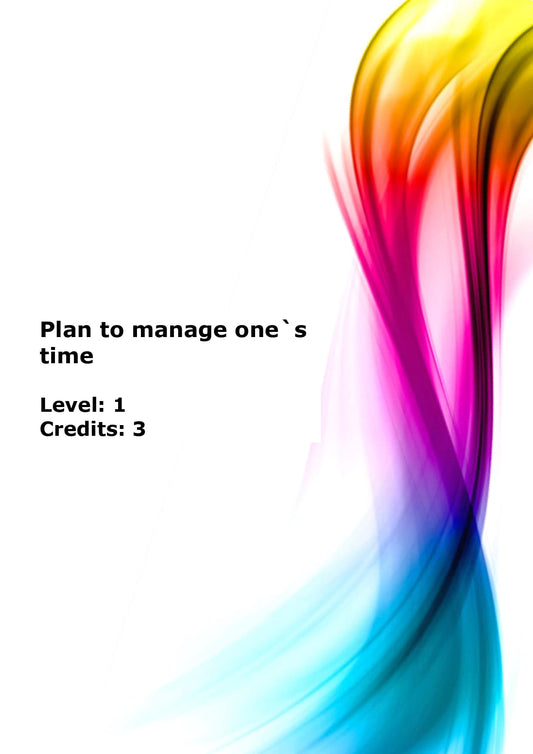 Plan to manage one`s time US